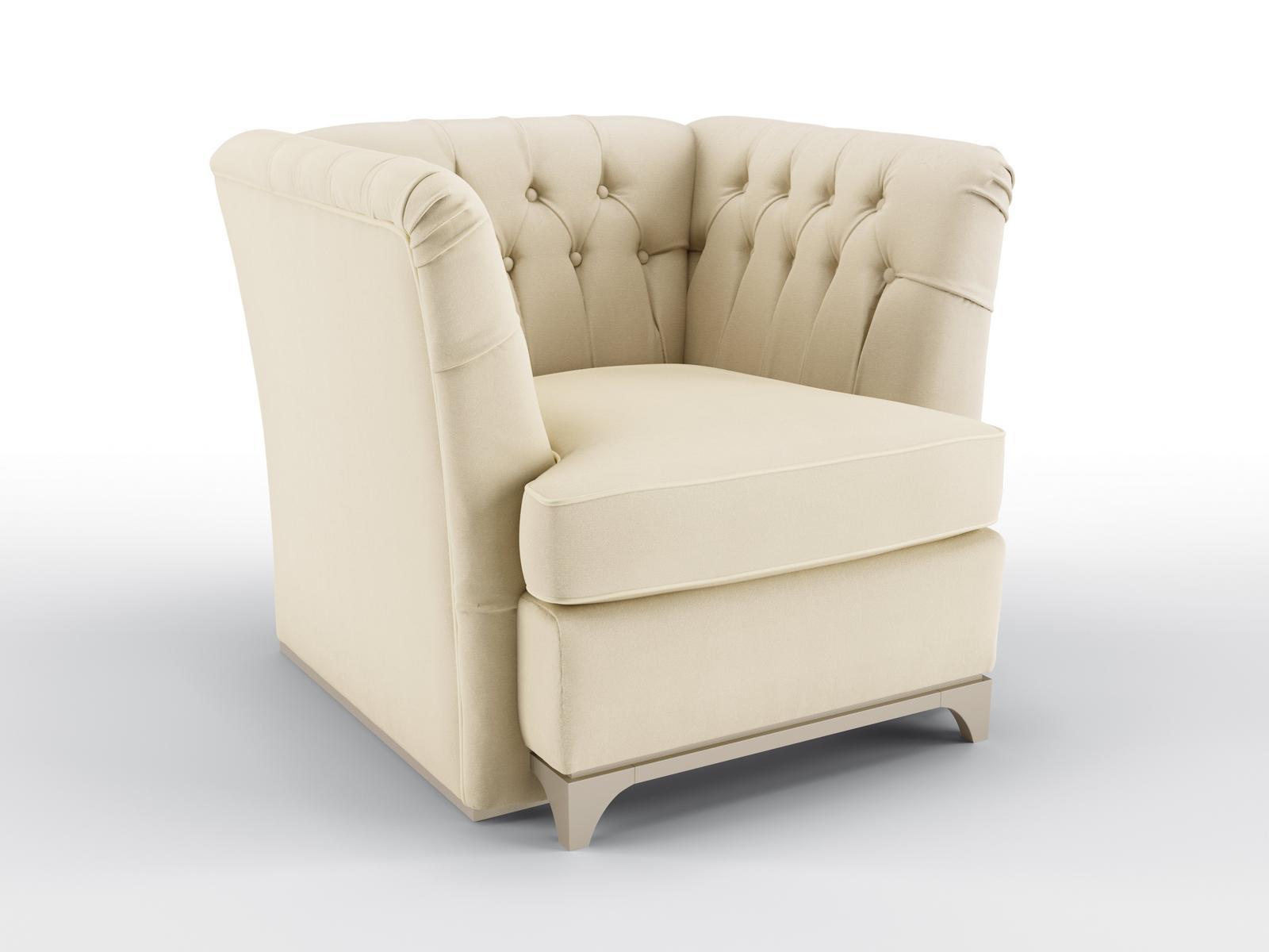 Tufted fabric armchair with armrests | Davis Small by Bruno Zampa