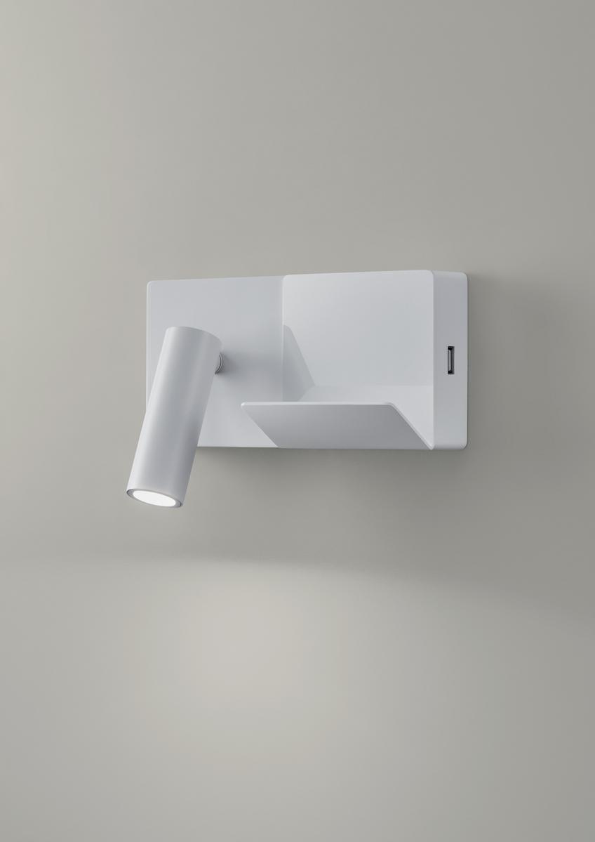 LED adjustable aluminium wall lamp with USB | Elamp by Leds C4