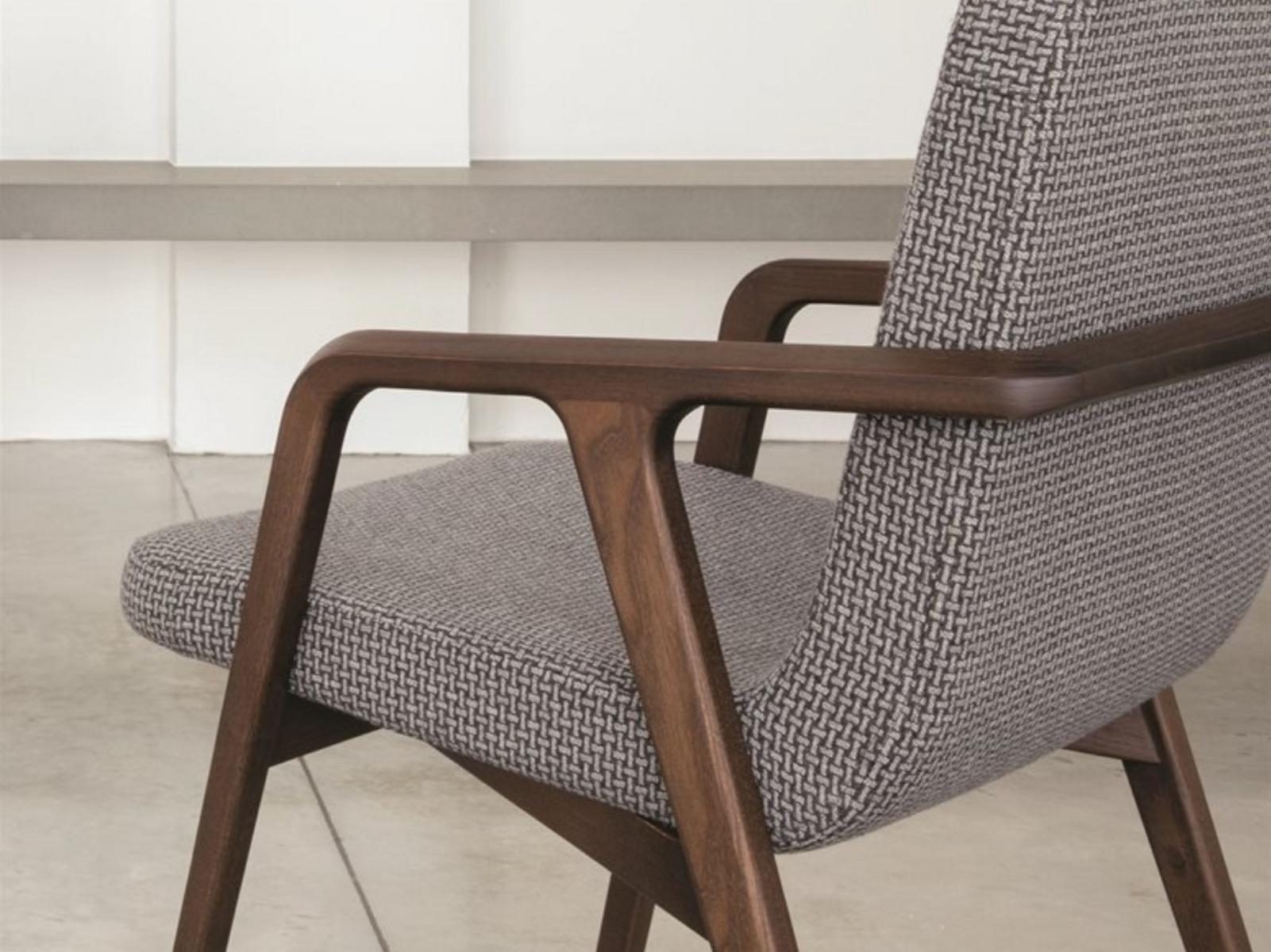 Upholstered fabric chair with armrests | Lolita by Porada