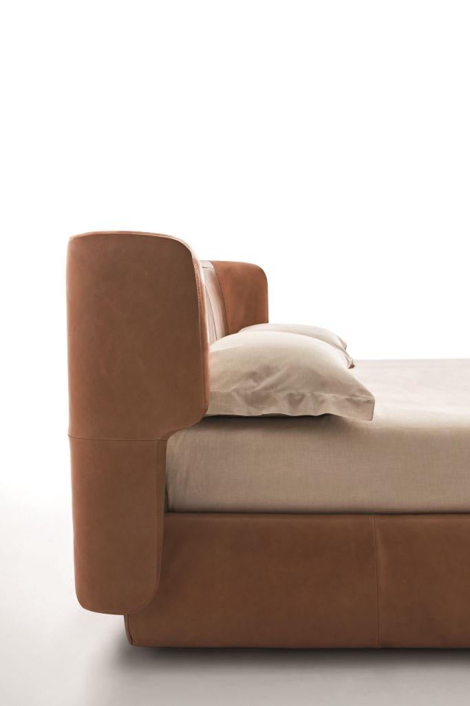 Leather storage bed with upholstered headboard | Claire by Ditre Italia