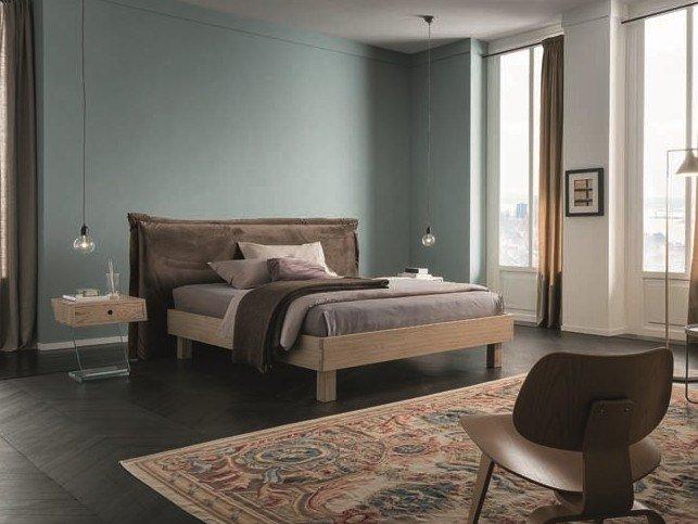Solid wood double bed with upholstered headboard | Pegaso Ring 4 by Altacorte