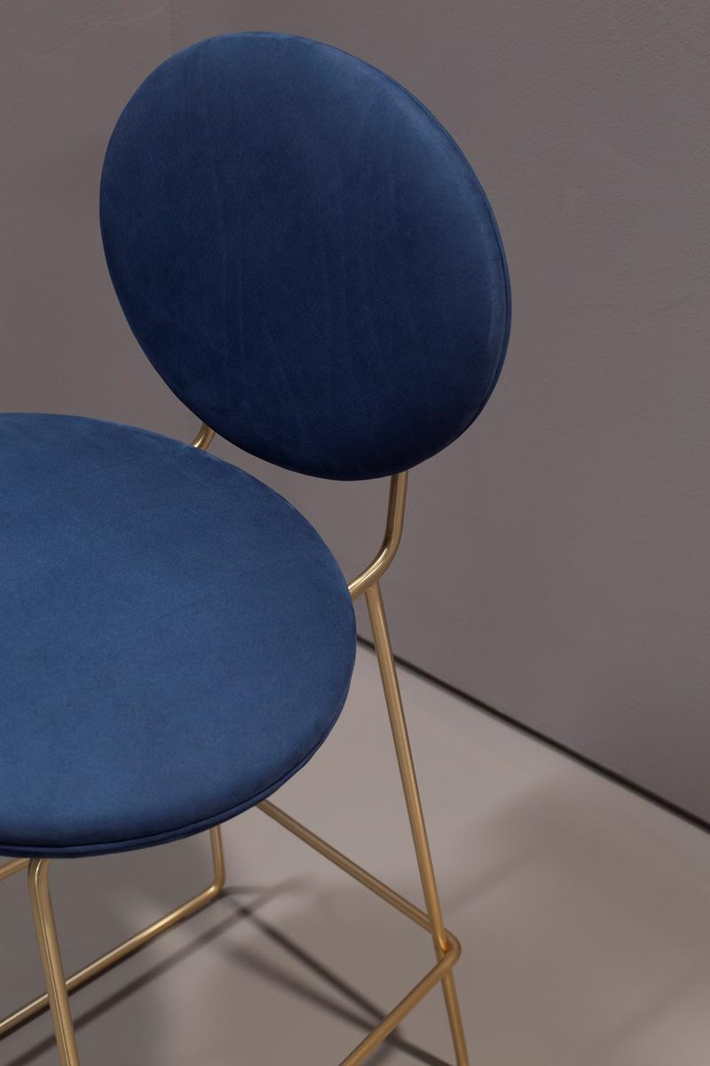 Contemporary style high upholstered leather stool with footrest | Gemma by Baxter