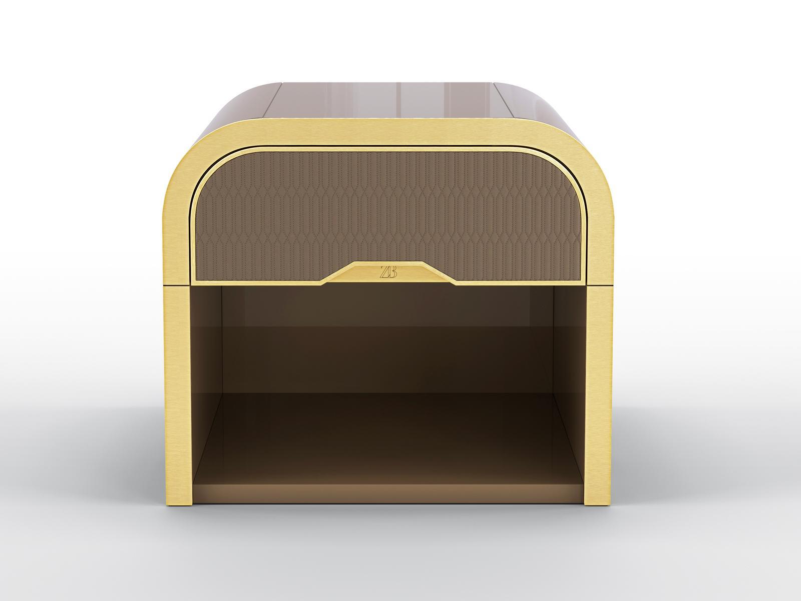 Plywood and metal bedside table with drawer | Ocean I by Bruno Zampa