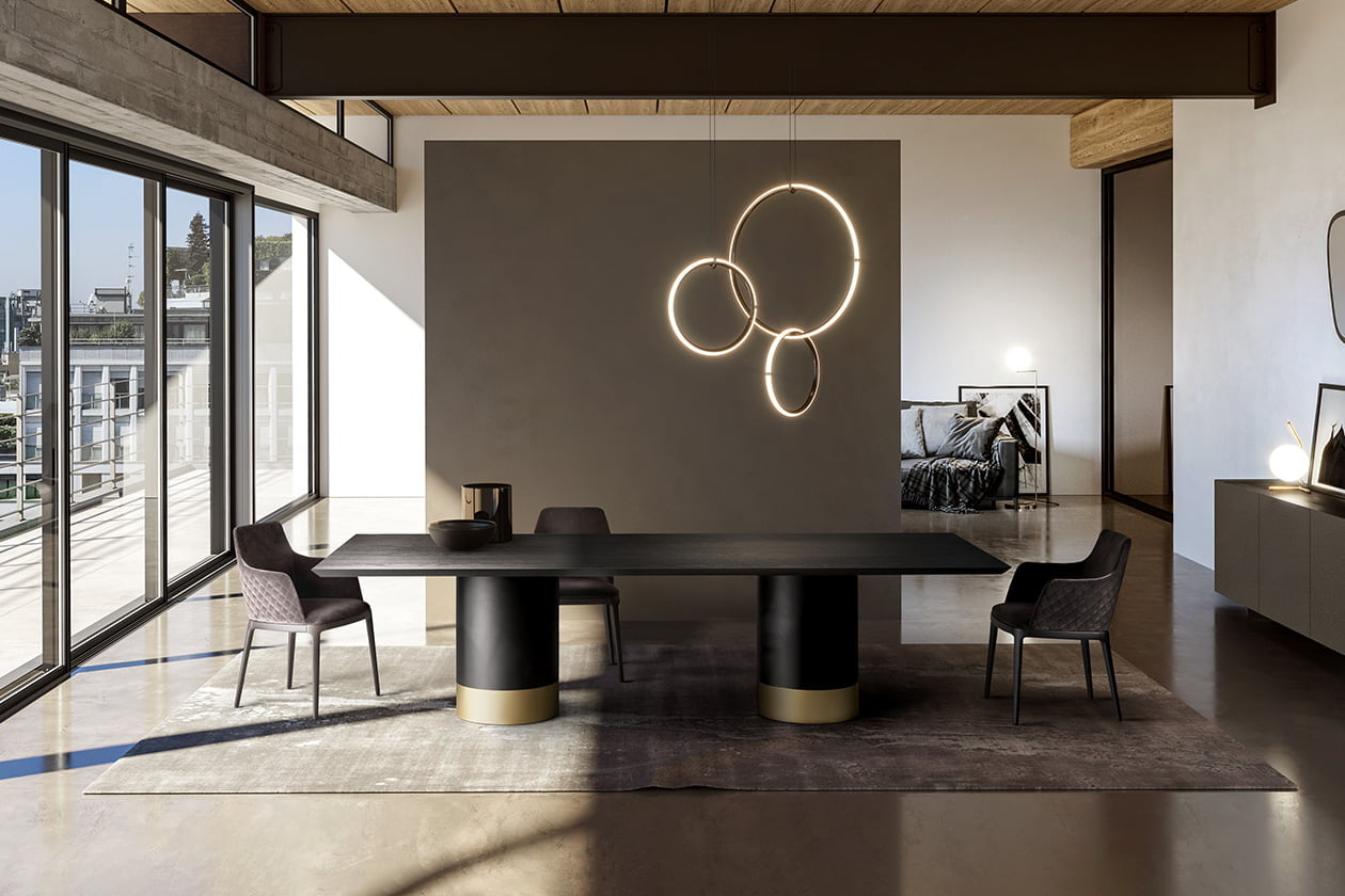 Square wood table | Cilindro wood by Eforma