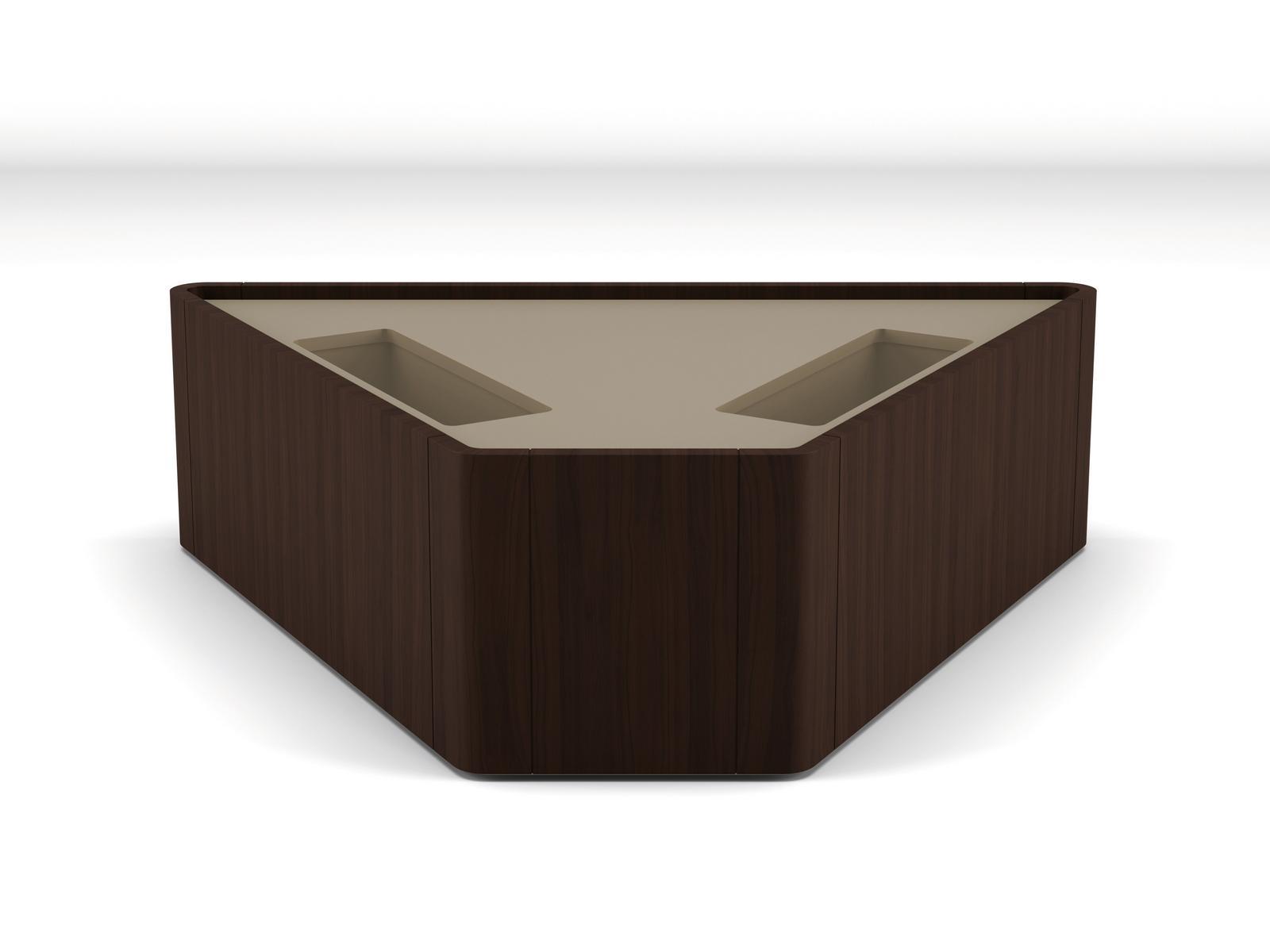 Trapezoidal table in walnut and lacquered top | Wave by Bruno Zampa
