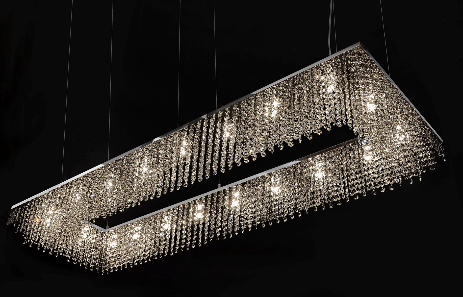 Metal pendant lamp with crystals | Sky Cycles Rectangle H16 by Ilfari