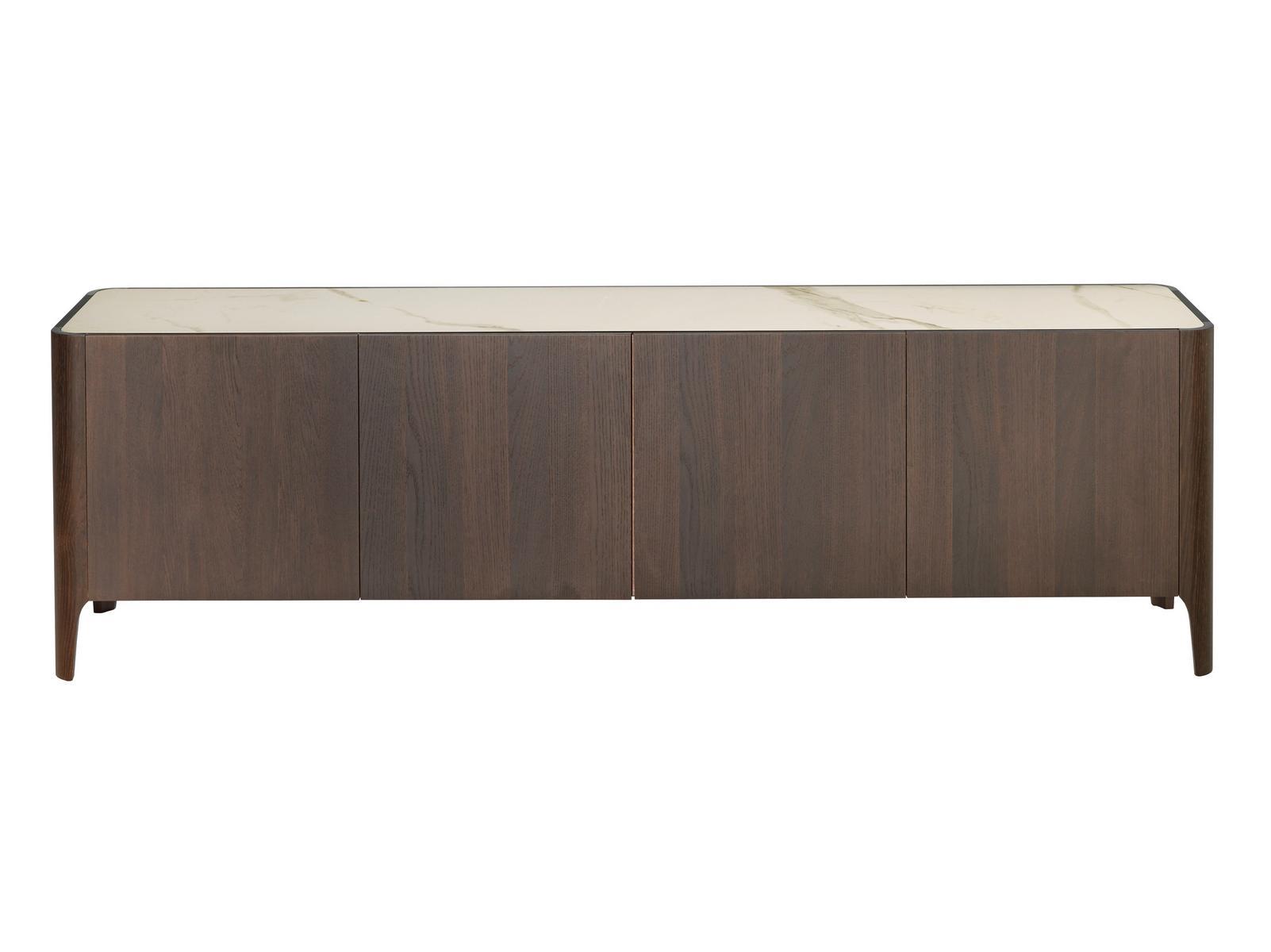 Thermo-treated coke oak sideboard with doors | Cross by Riflessi