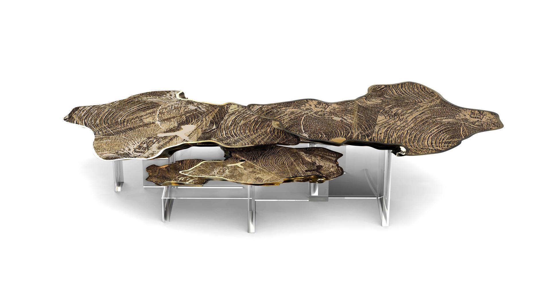 Low brass coffee table for living room | Monet by Boca Do Lobo