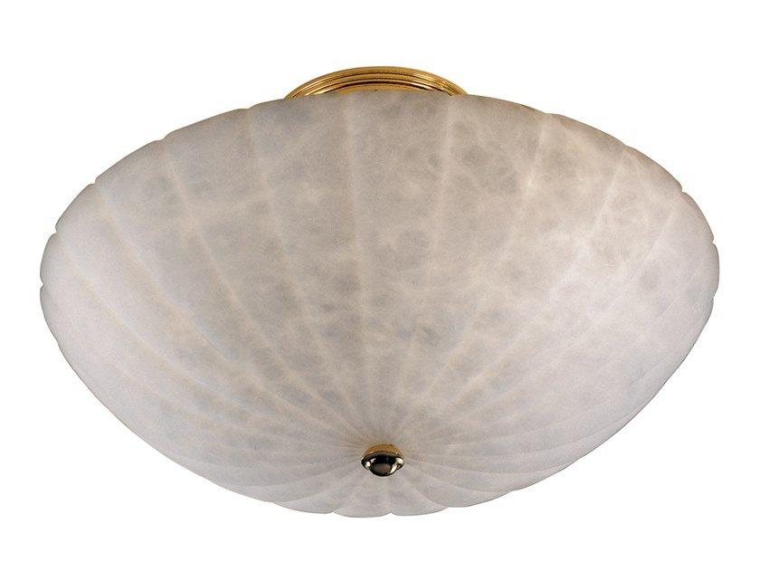 Gold plated ceiling light with alabaster | Achille 2909/plg by Possoni Illuminazione