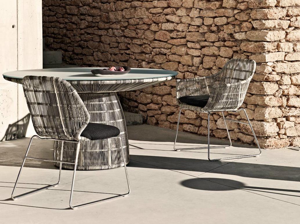 Sled base polyethylene garden chair with armrests | Crinoline by B&B Italia