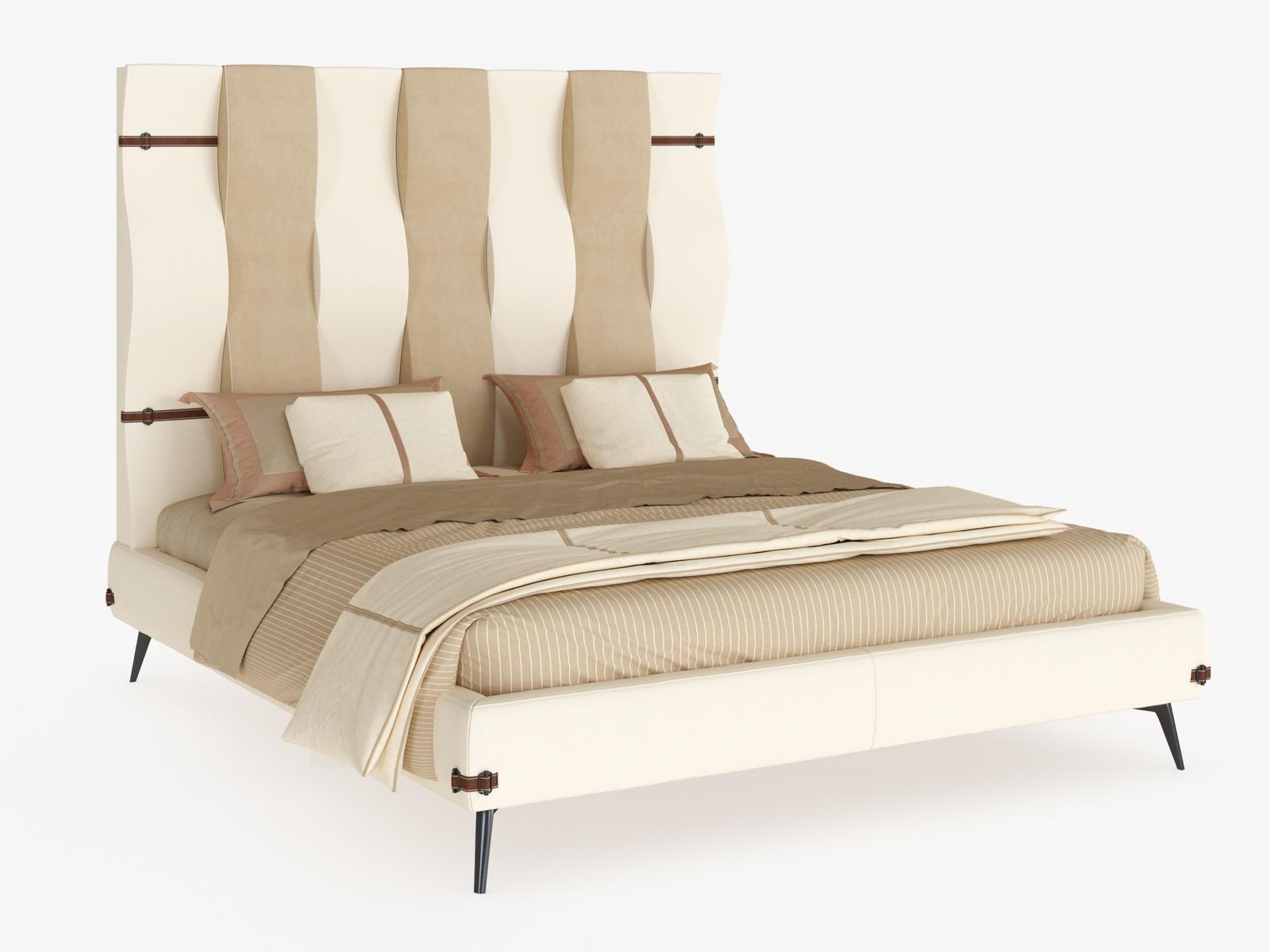 Leather bed with high headboard | Ola by Mantellassi 1926