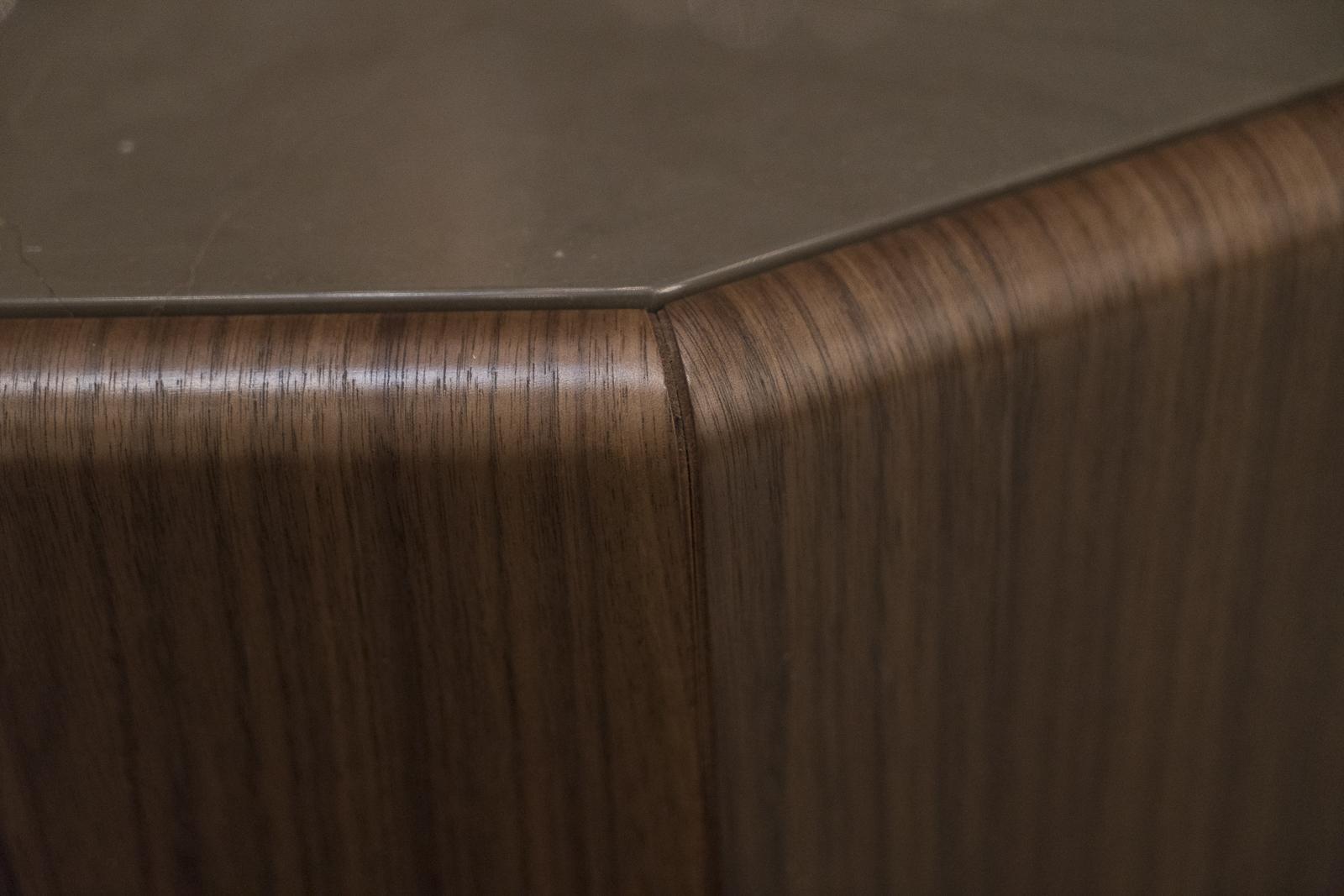 Octagonal walnut coffee table | Esedra by Bruno Zampa