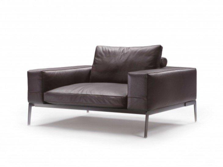 Leather armchair with removable cover with armrests | Lifesteel by Flexform