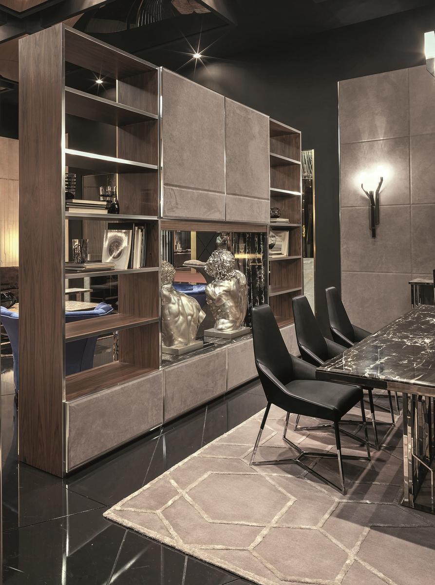 Modular leather storage wall | Ianus Middle by Longhi