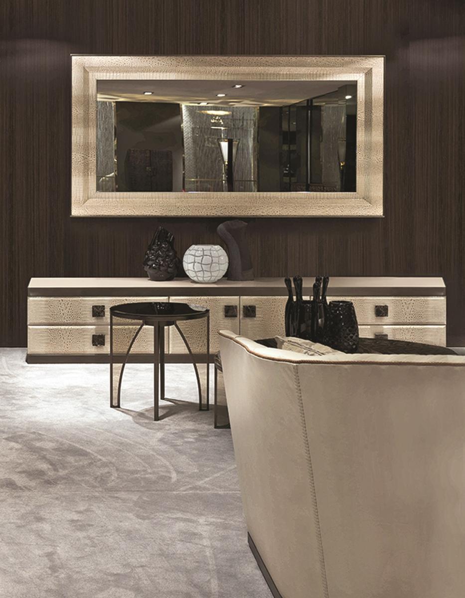Rectangular leather mirror | Adone by Longhi
