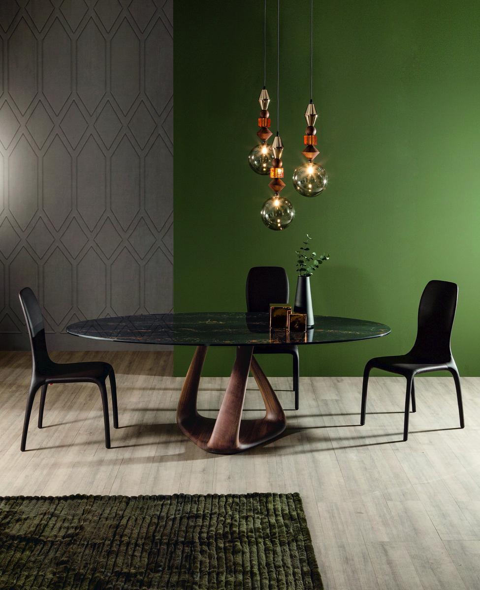 Round wood and glass table | Rizoma by Tonin Casa
