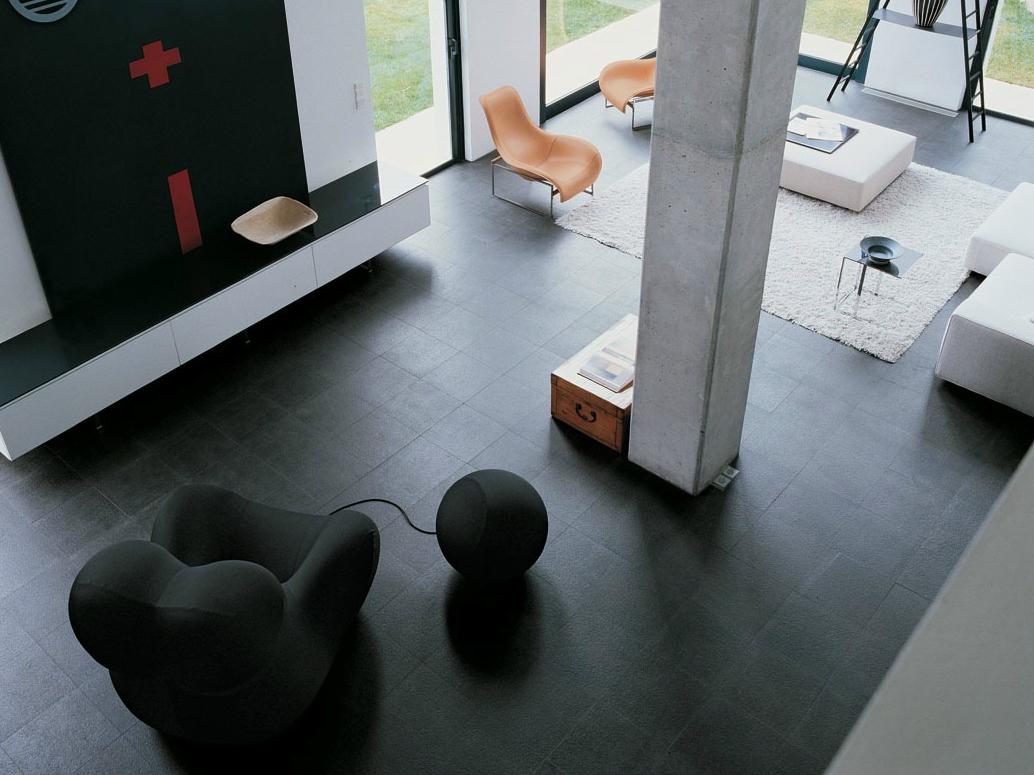 Upholstered fabric armchair with footstool | Serie Up 2000 by B&B Italia
