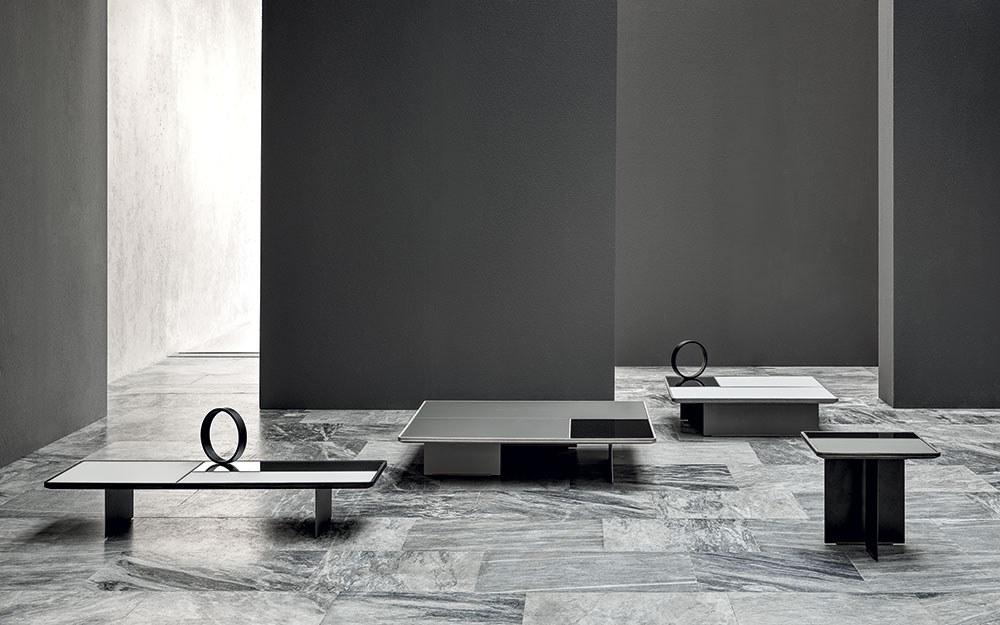 Square wood and glass coffee table | Mies by Frigerio