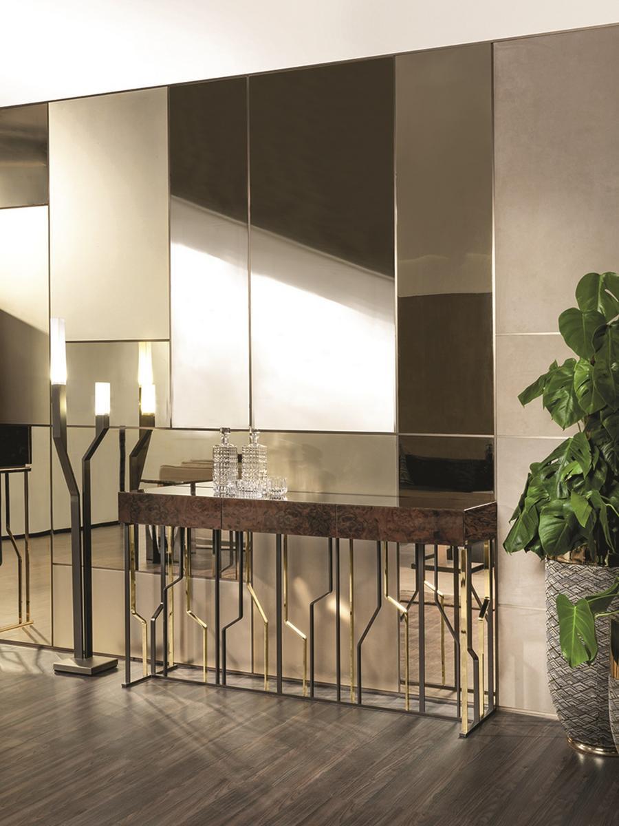 Rectangular leather console with drawers | Ginza Evo by Longhi