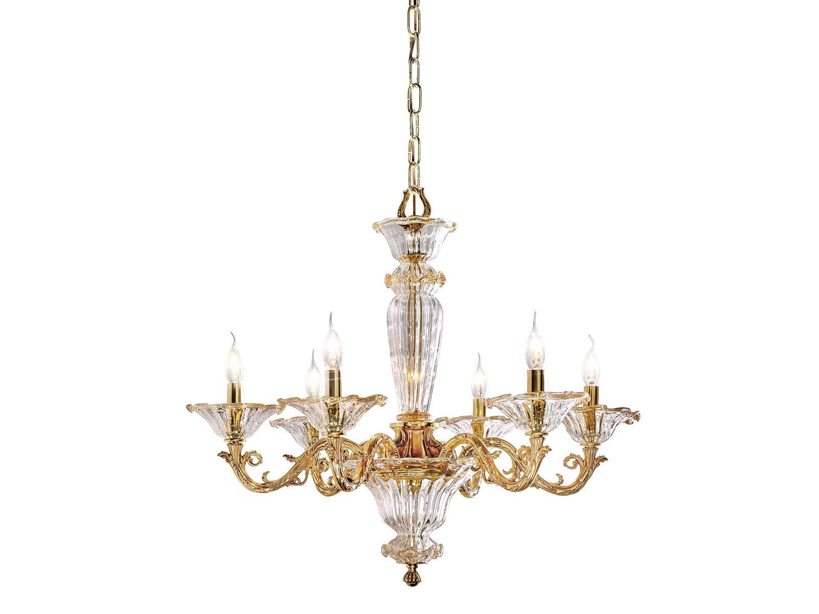 French Gold chandelier with glass | Charlotte 4795/6 by Possoni Illuminazione