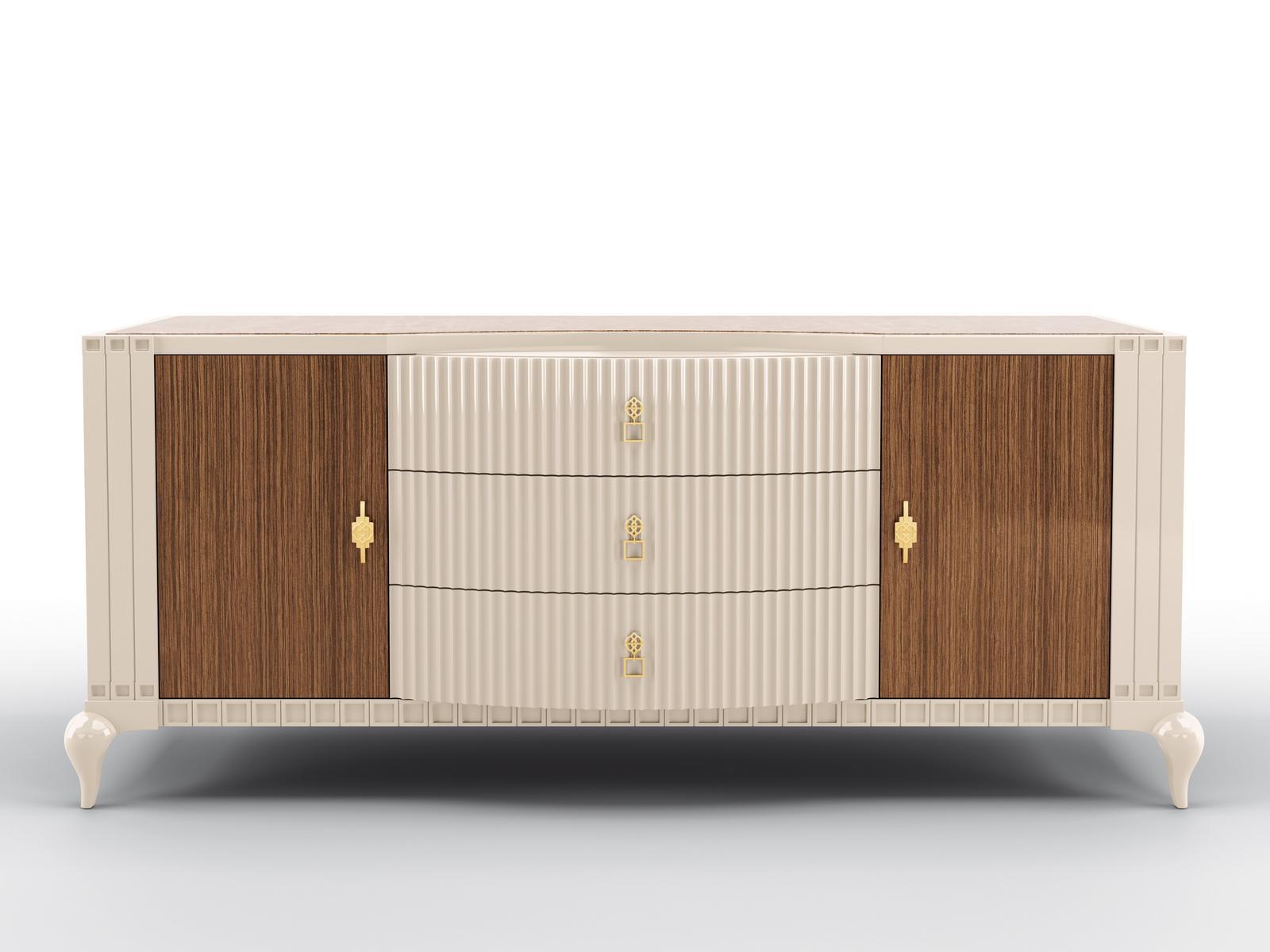 Solid wood sideboard and marble top | Duke by Bruno Zampa