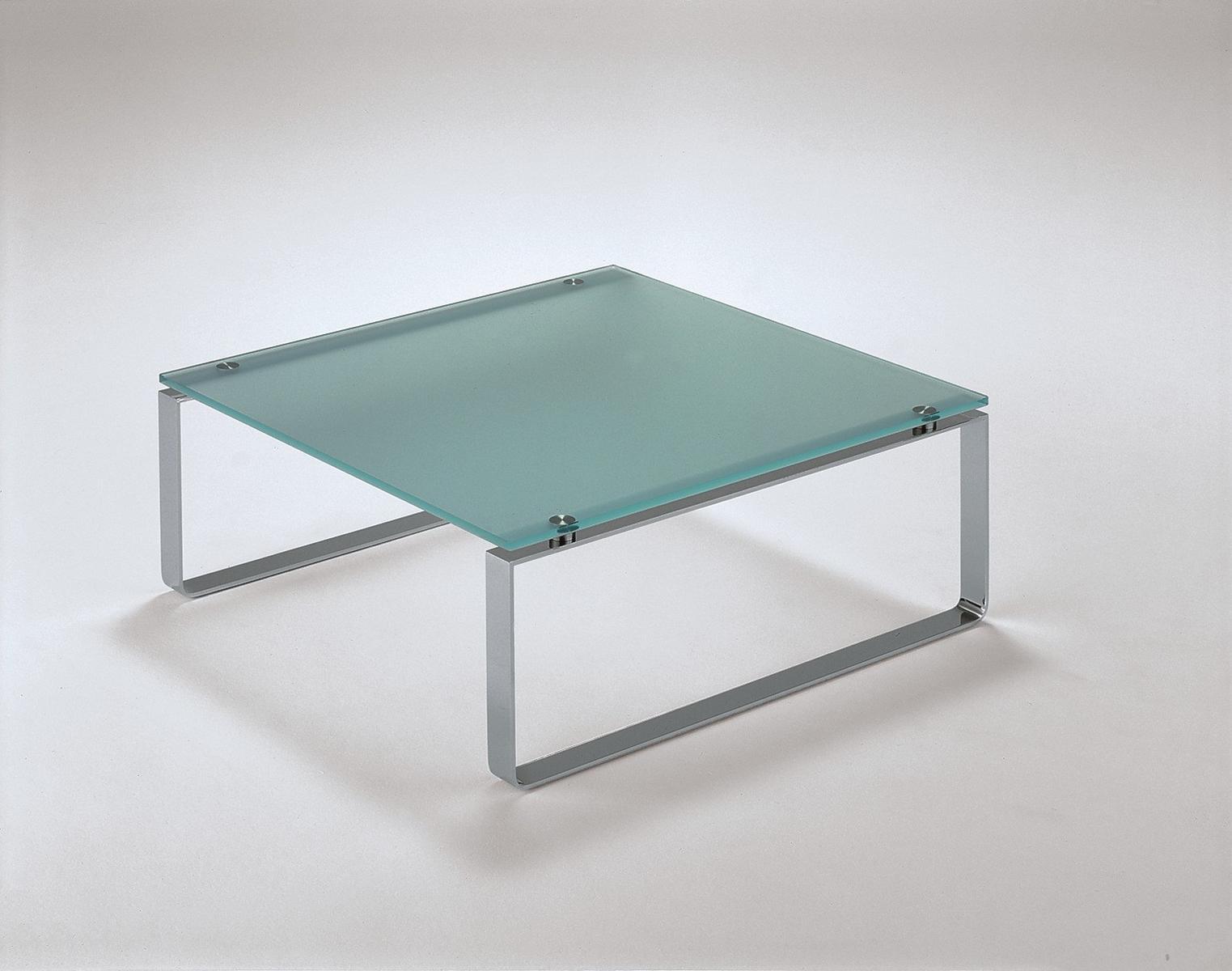 Sled base square glass and steel coffee table | 8710 by Rolf Benz