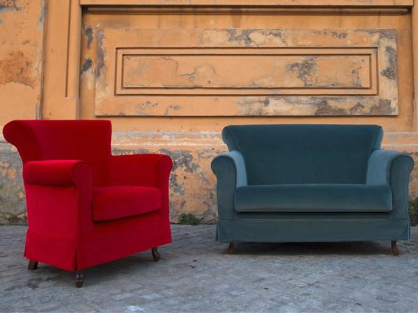 Upholstered fabric armchair with armrests | 70 by Domingo salotti