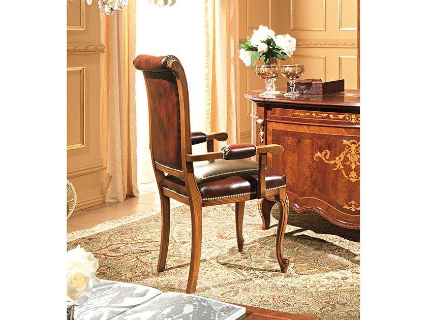 Upholstered leather chair with armrests | Reggenza by Barnini Oseo