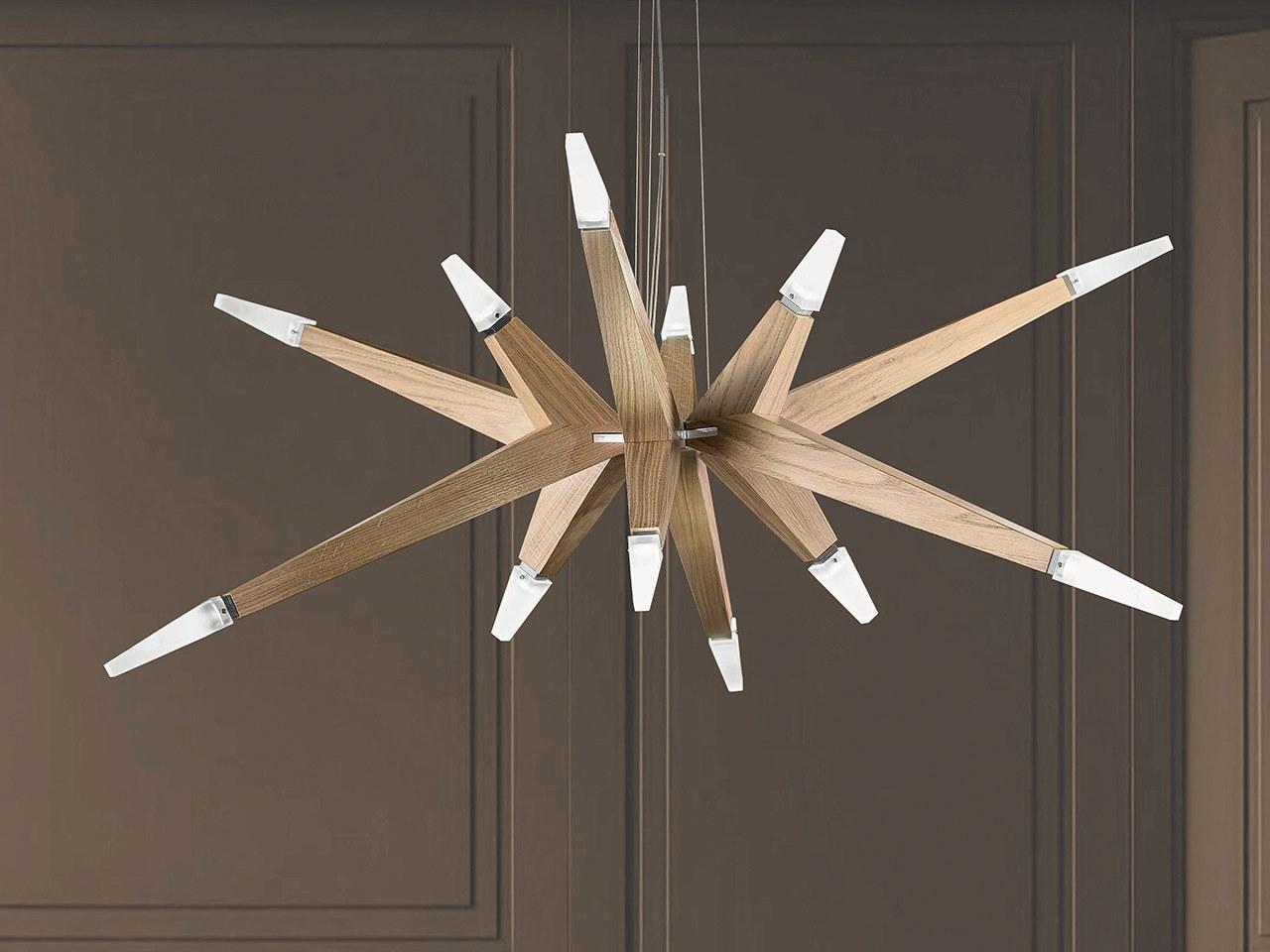 LED oak chandelier | Flashwood S12 140 by Masiero