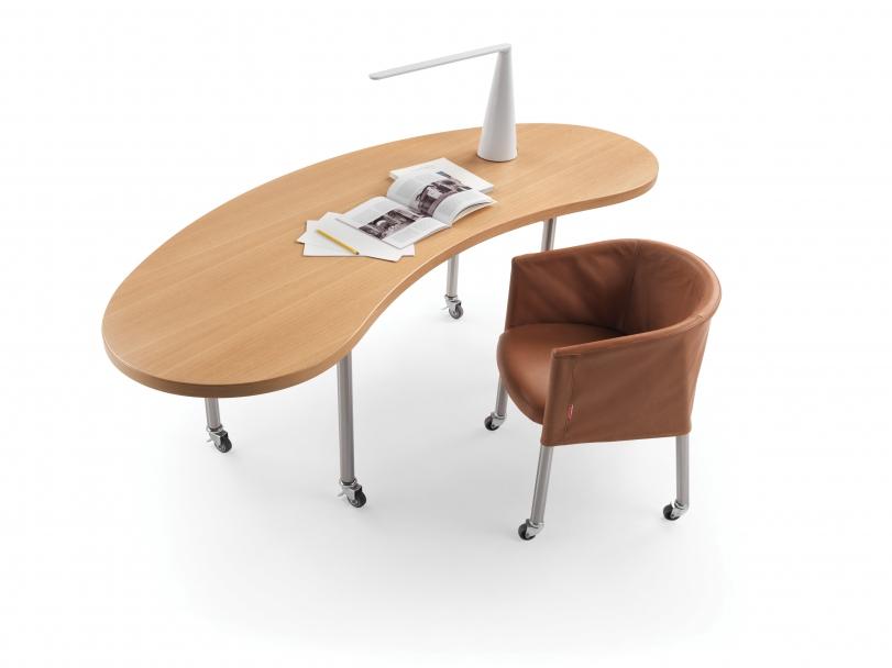 Leather chair with removable cover with castors | Mixer by Flexform