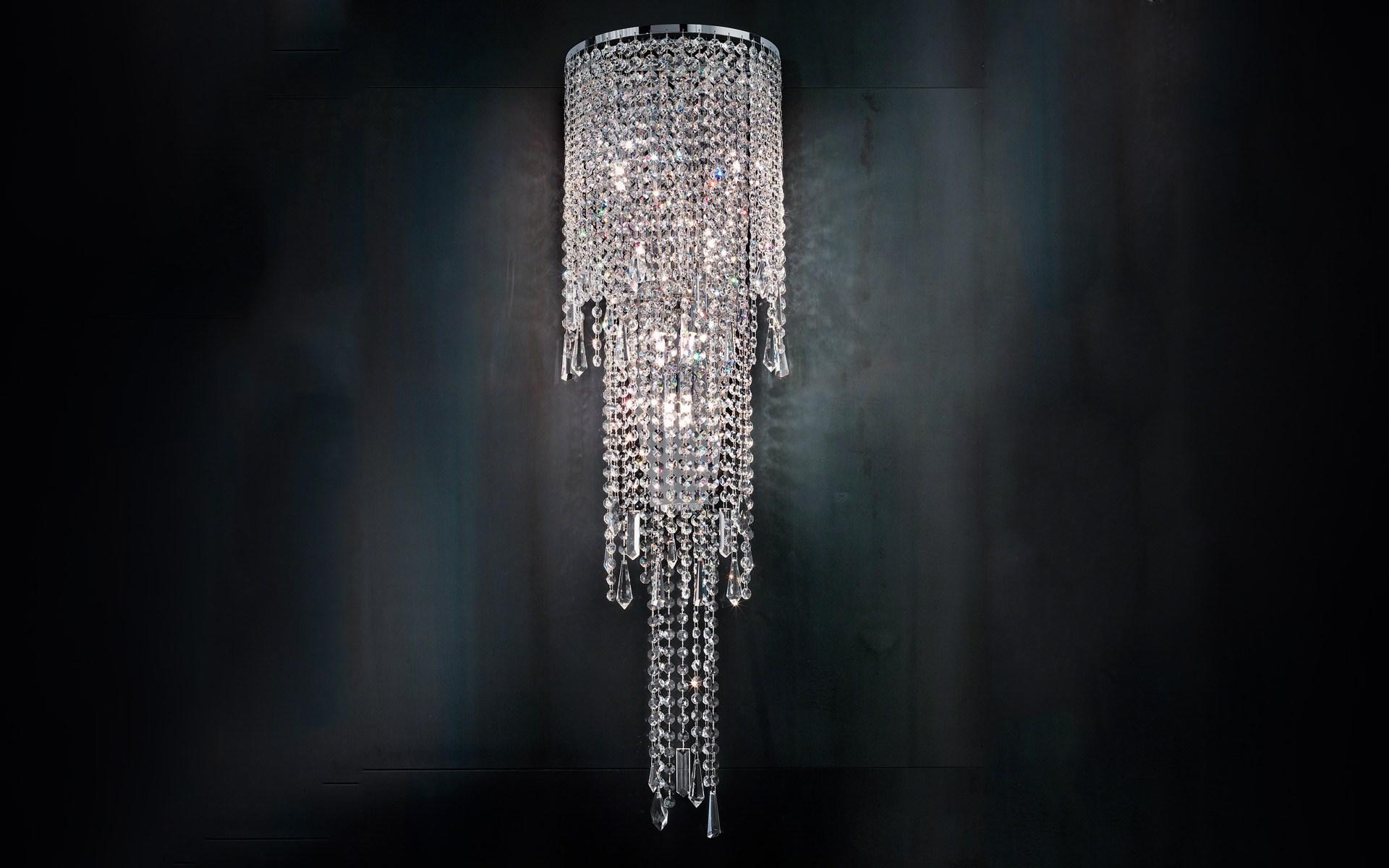 Halogen chrome plated wall light with crystals | Impero & Deco Ve 825 A8g / A8m by Masiero