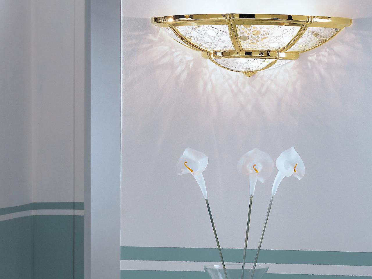 Gold plated wall light with crystal glass | Giotto 1898/a4-c by Possoni Illuminazione