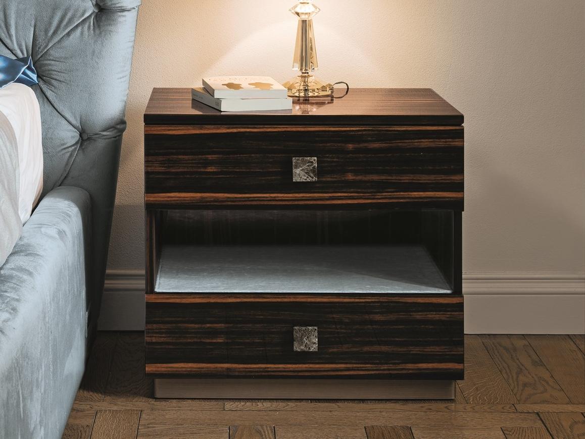 Rectangular veneer bedside table with drawers | Phil by Longhi