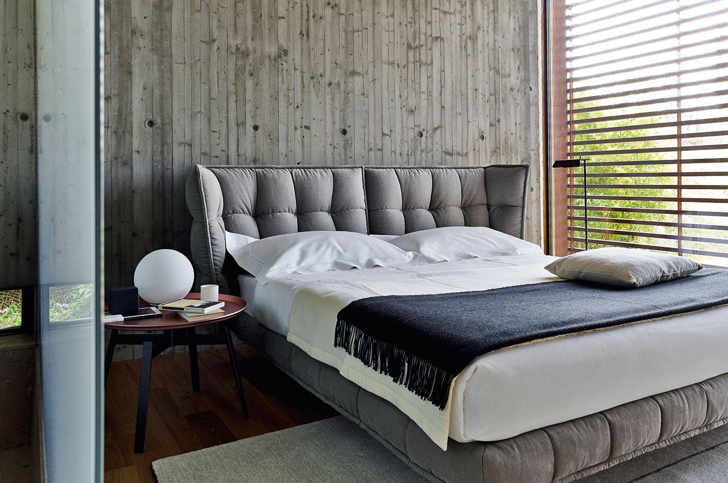 Fabric double bed with upholstered headboard | Husk by B&B Italia