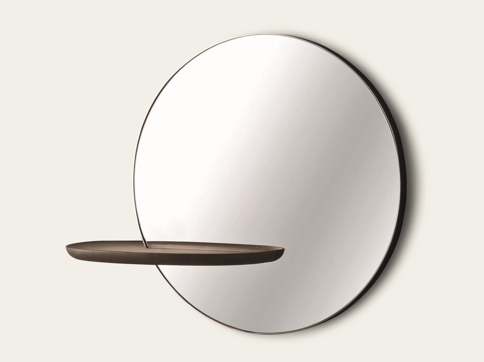 Round wall-mounted mirror with shelf | Contralto by Pianca