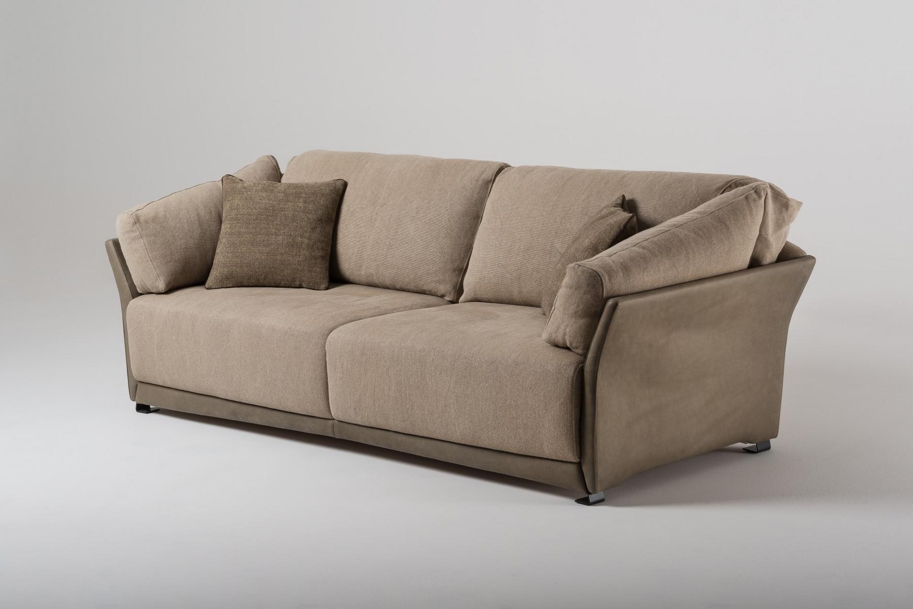 3 seater linen and leather sofa | Paco by Mantellassi 1926