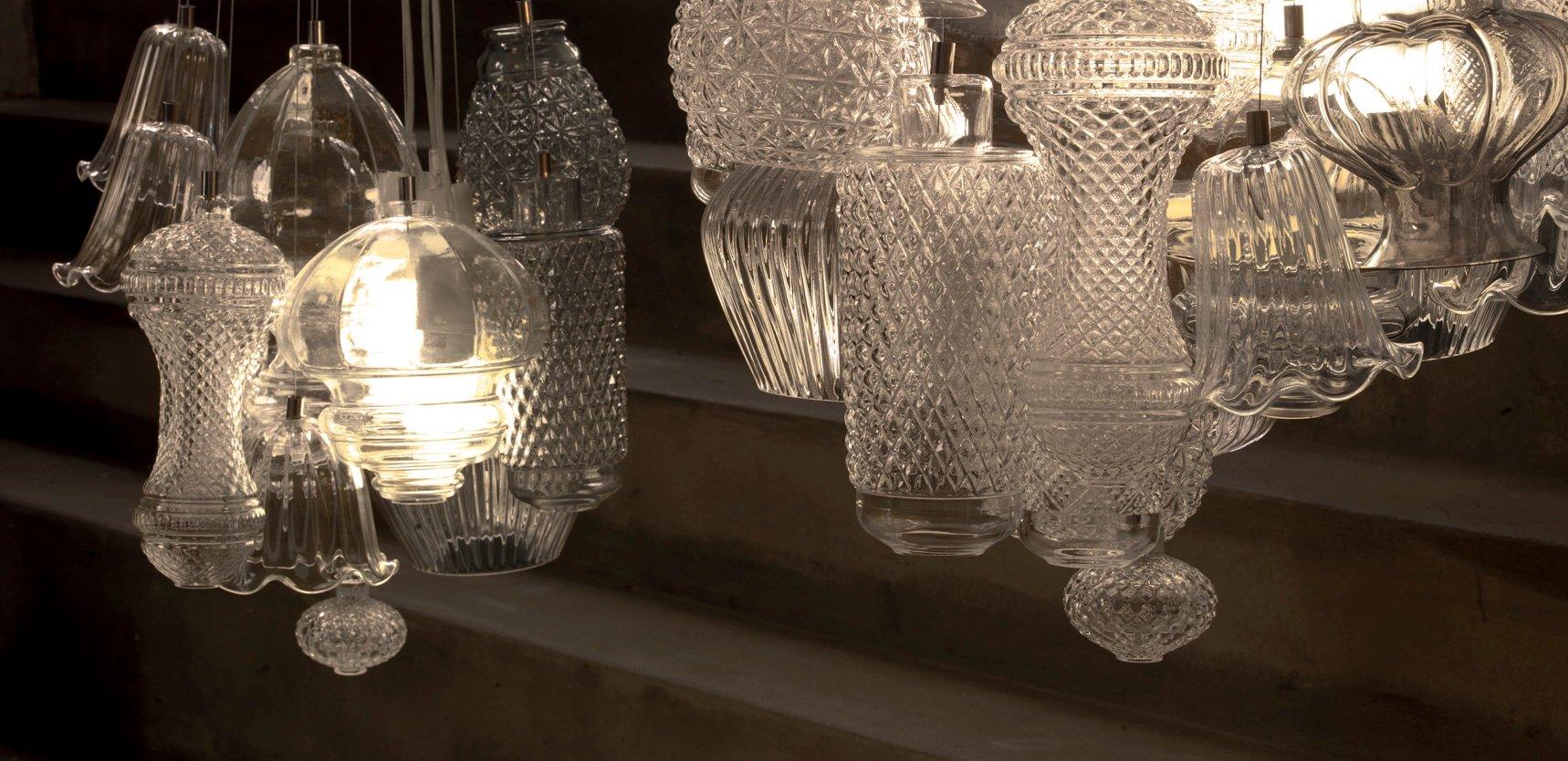 Direct light glass pendant lamp | Ceraunavolta by Karman