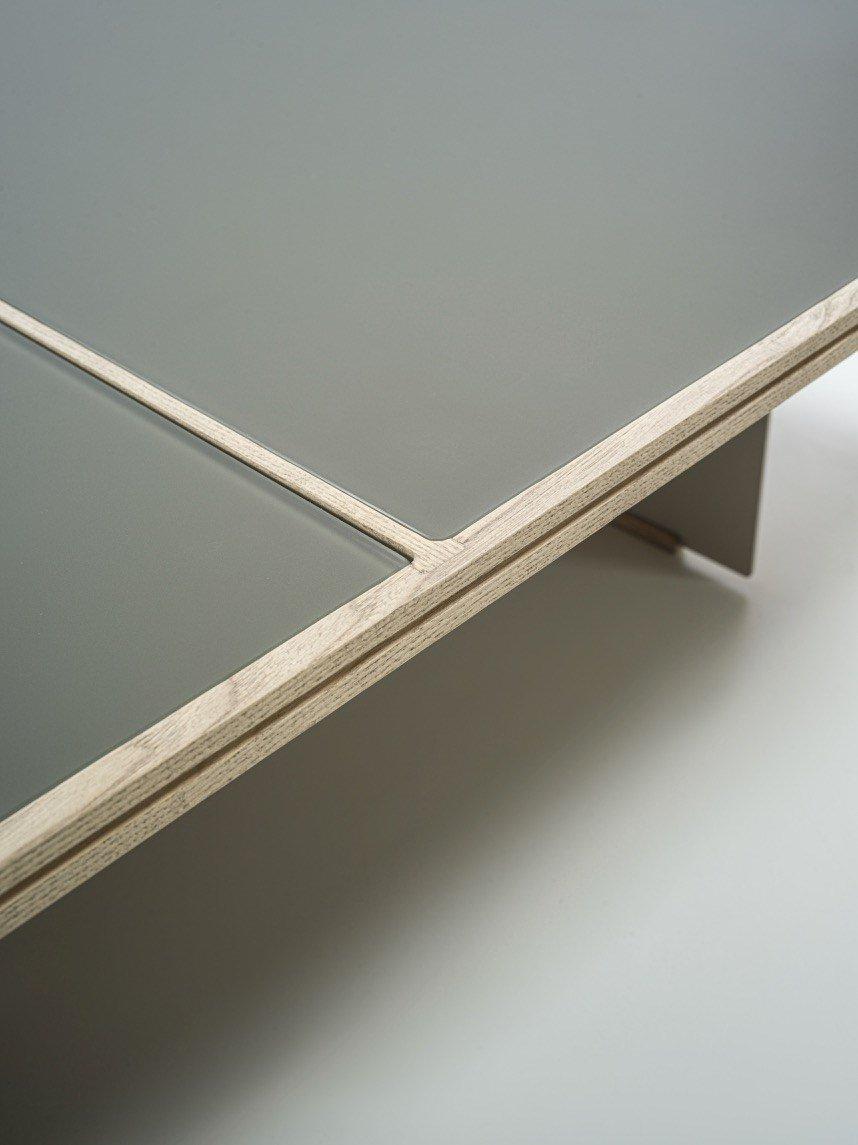 Square wood and glass coffee table | Mies by Frigerio