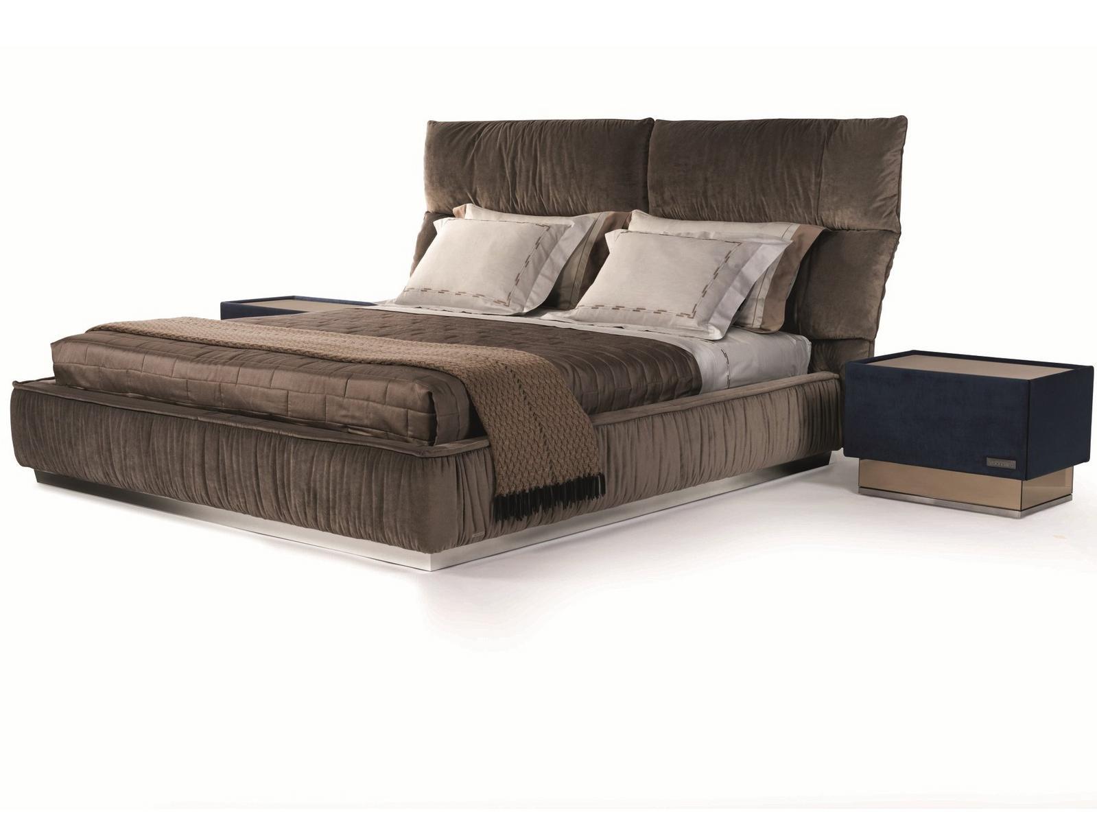 Fabric double bed with upholstered headboard | Palau by Visionnair