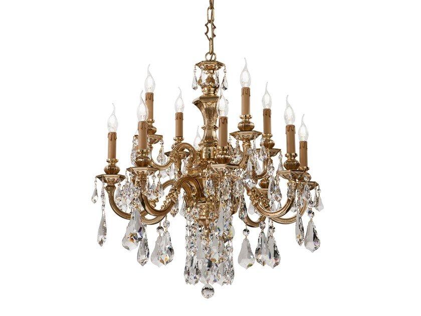 French Gold chandelier with Schoeler Crystals | Kaitlin 777/8+4-sh/p by Possoni Illuminazione