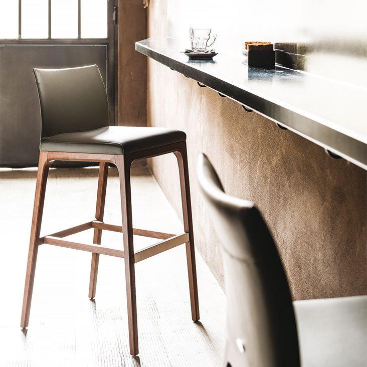 Leather bar chair | Arcadia by Cattelan Italia