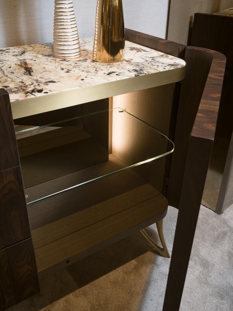 Ziricote wood sideboard with drawers with integrated lighting | Atena by Ezio Bellotti