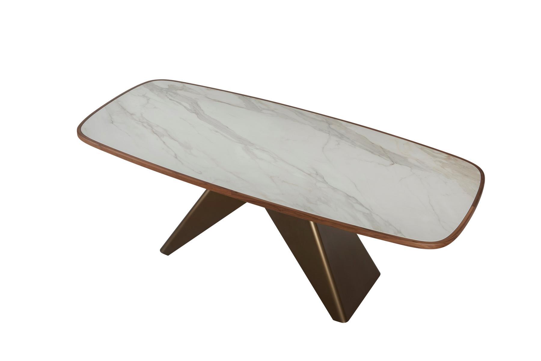 Rectangular table in porcelain stoneware and steel base | Maitre by Tonin Casa