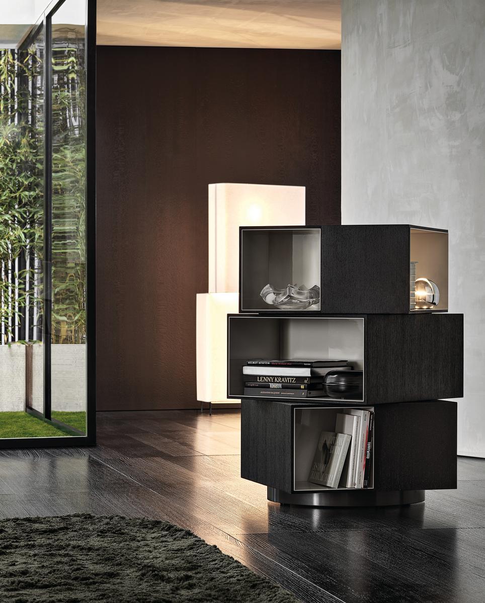 Contemporary style freestanding swivel wooden bookcase | Page by Minotti