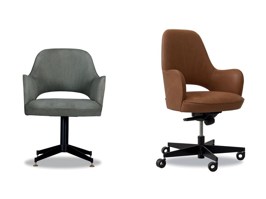 Leather chair with armrests | Colette Office by Baxter