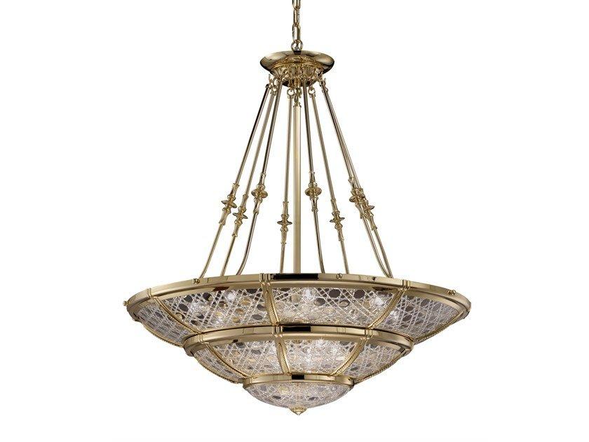 Gold plated chandelier with crystal | Giotto 1898/14-c by Possoni Illuminazione
