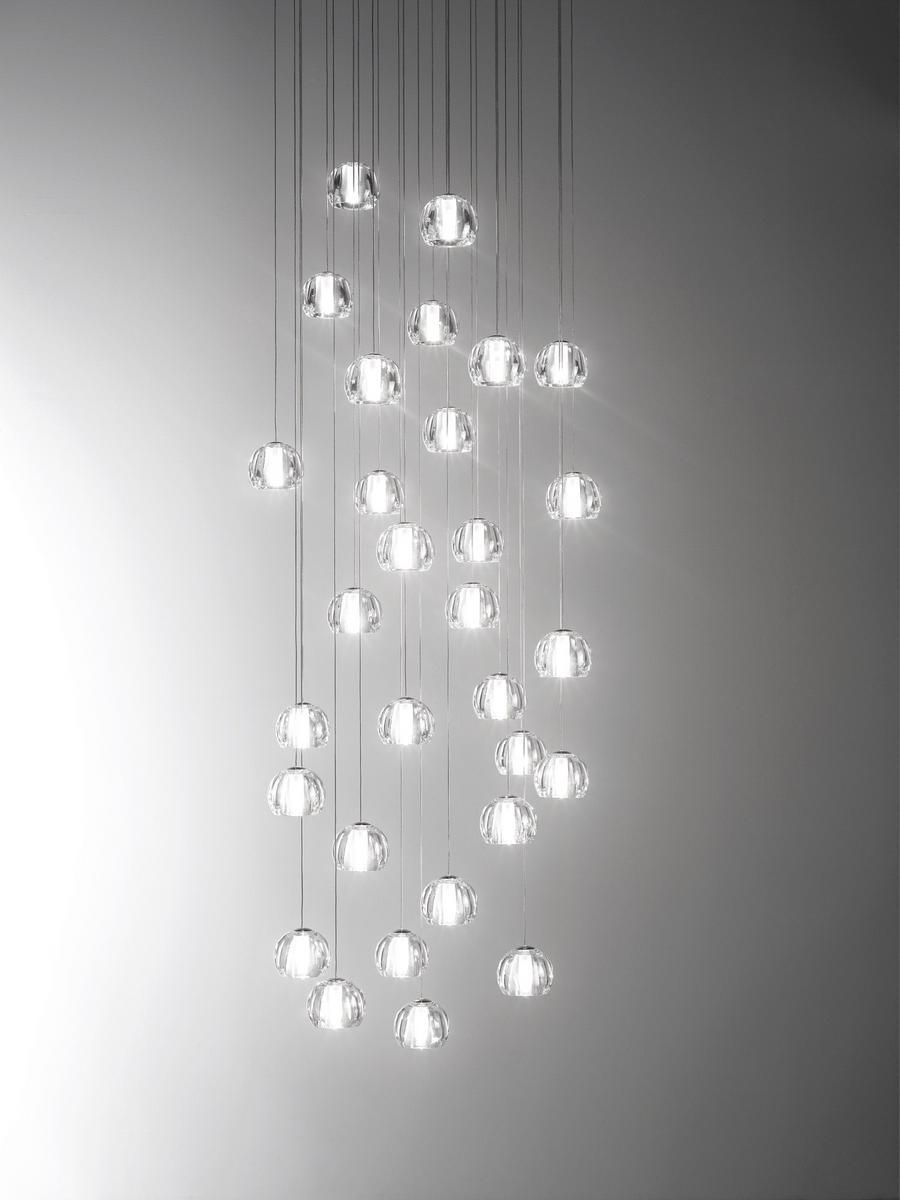 Direct light crystal pendant lamp | Multispot Beluga by Fabbian
