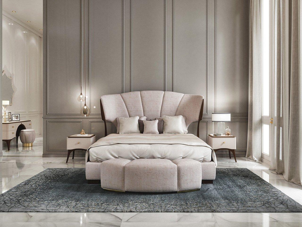 Fabric double bed with upholstered headboard | Pr.80 by Stella del Mobile