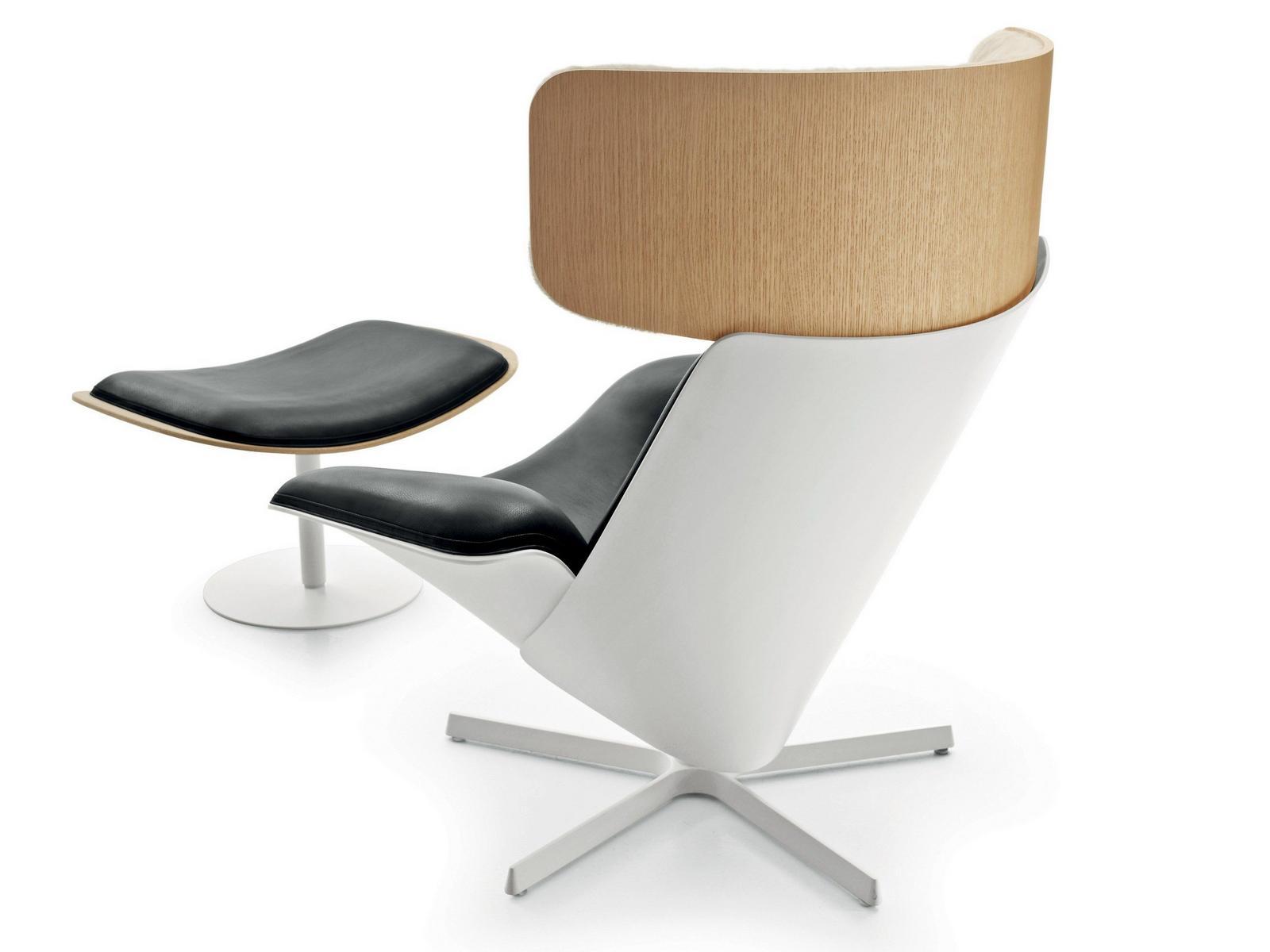 Swivel armchair with 5-spoke base with headrest | Almora by B&B Italia