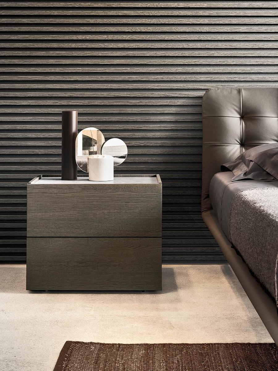 Rectangular wooden bedside table with drawers | Atlante by Pianca